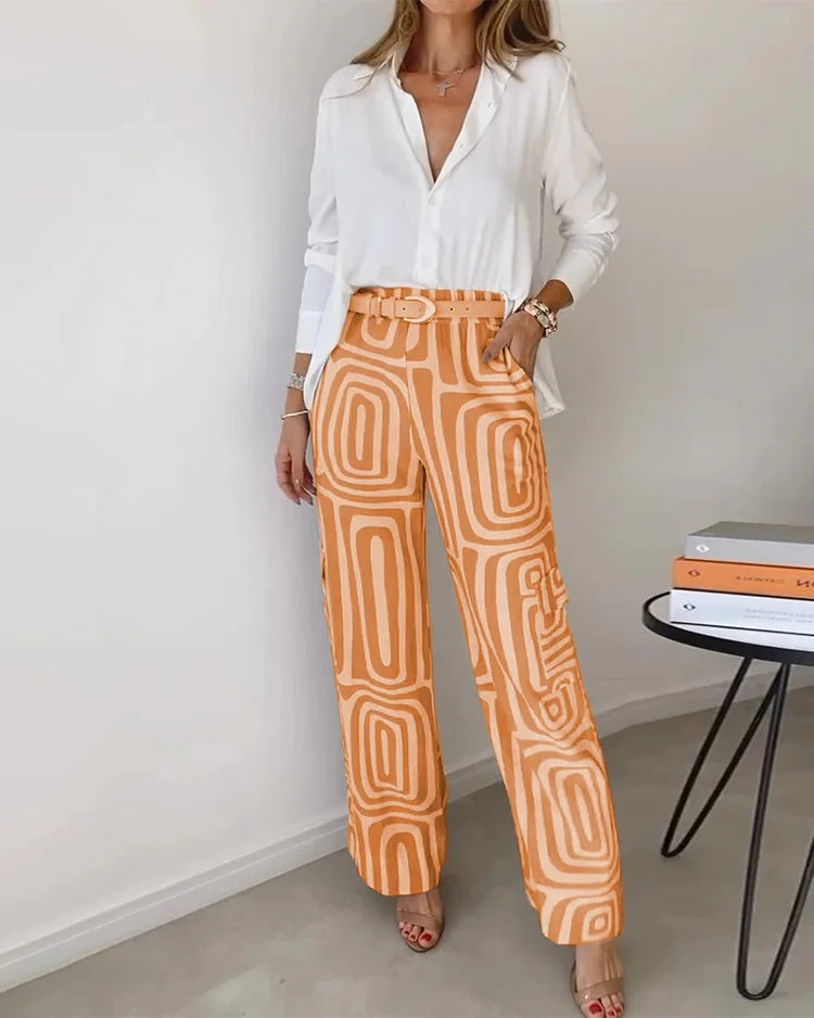 Aurora | Slim-fit Trousers Sets Belleza & Glamour Orange S