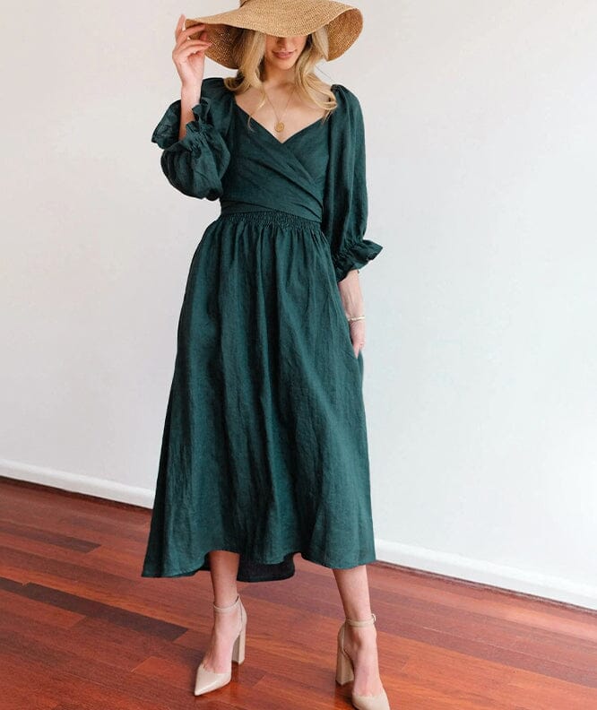 Amelia | Effortless Summer Dress Dress Belleza & Glamour Dark Green S 